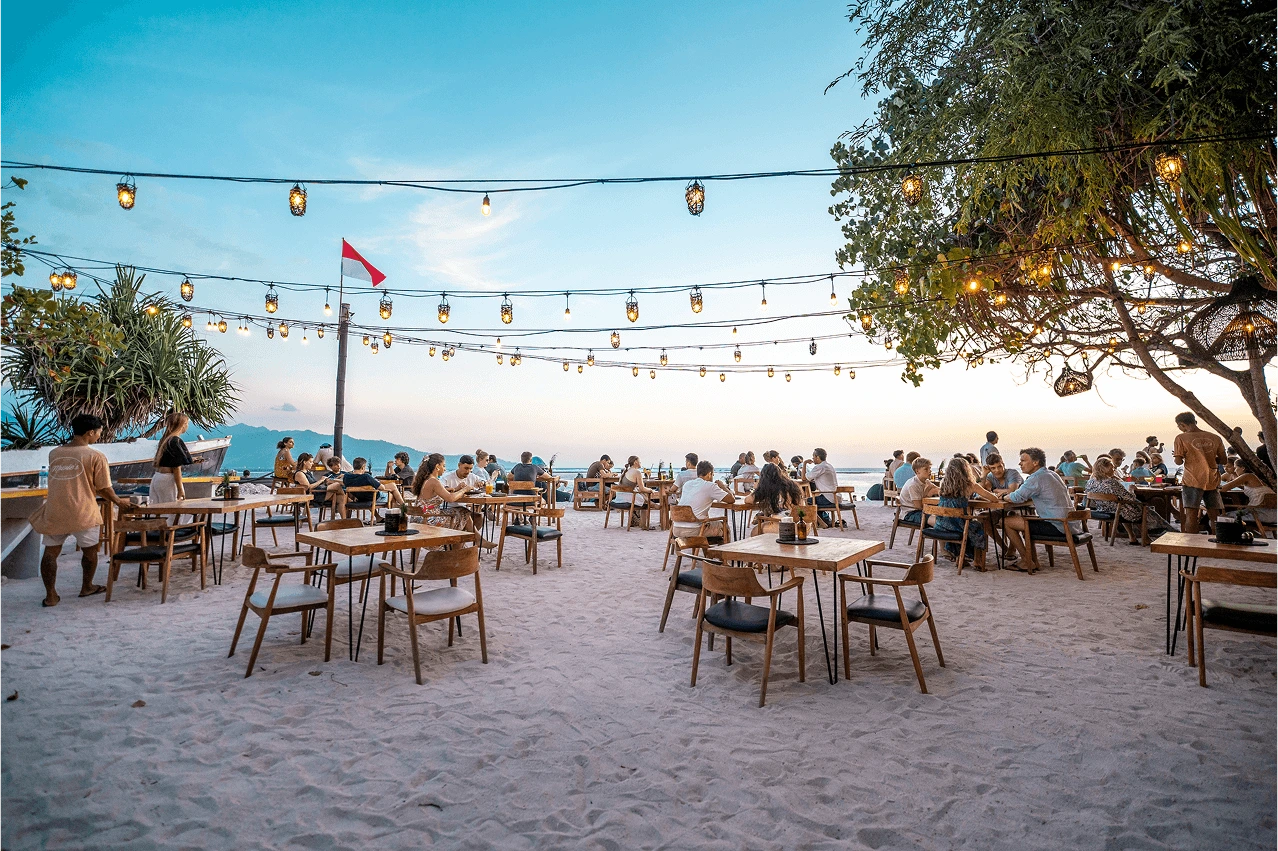 Mowies restaurant at sunset